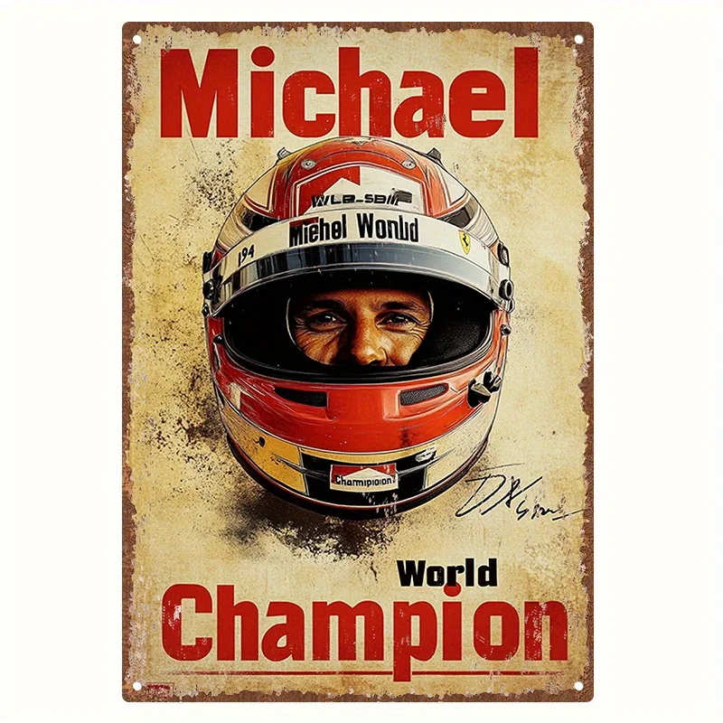 Vintage Metal Wall Art - Michael world Retro Poster, Durable Iron Sign,  Waterproof & Dustproof, Perfect for Home, Garage, Bar,