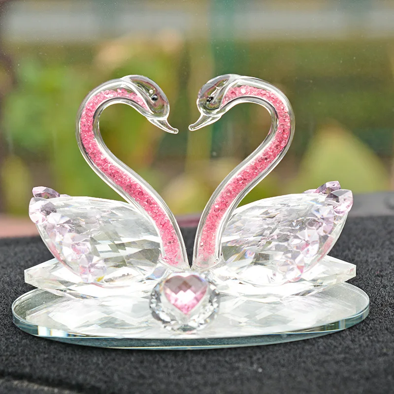 Crystal Swan Worker Animal Ornaments Rhinestone Couple Swan Crafts Gift Car Crystal Perfume Seating Decoration