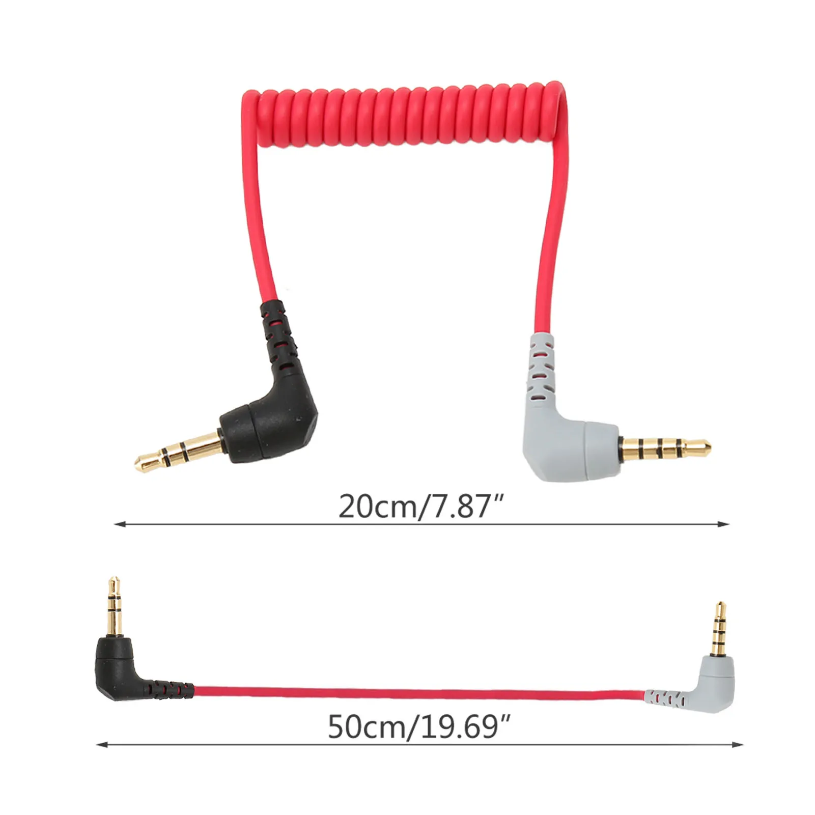 3.5mm Male To Male Right Angle Adaptor Cable Color Matching Mechanism TRS To TRRS Cord Gold Plated Plug for Video Microphone