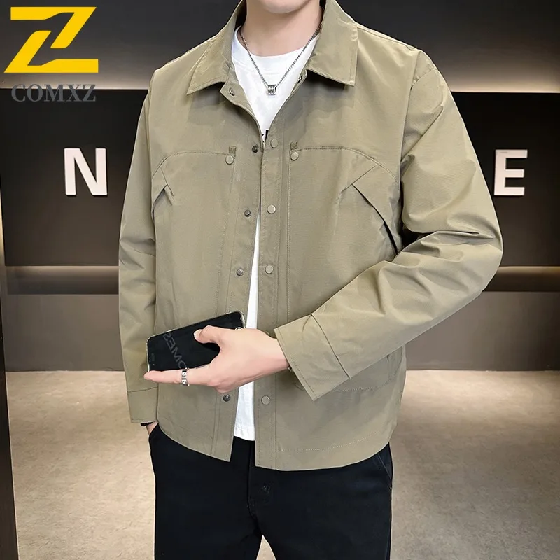 

COMXZ 2025 Men Notch Lapel Jacket Spring Autumn Business Casual Trendy Slim Fit Coat High Quality Youth Outwear M 8XL