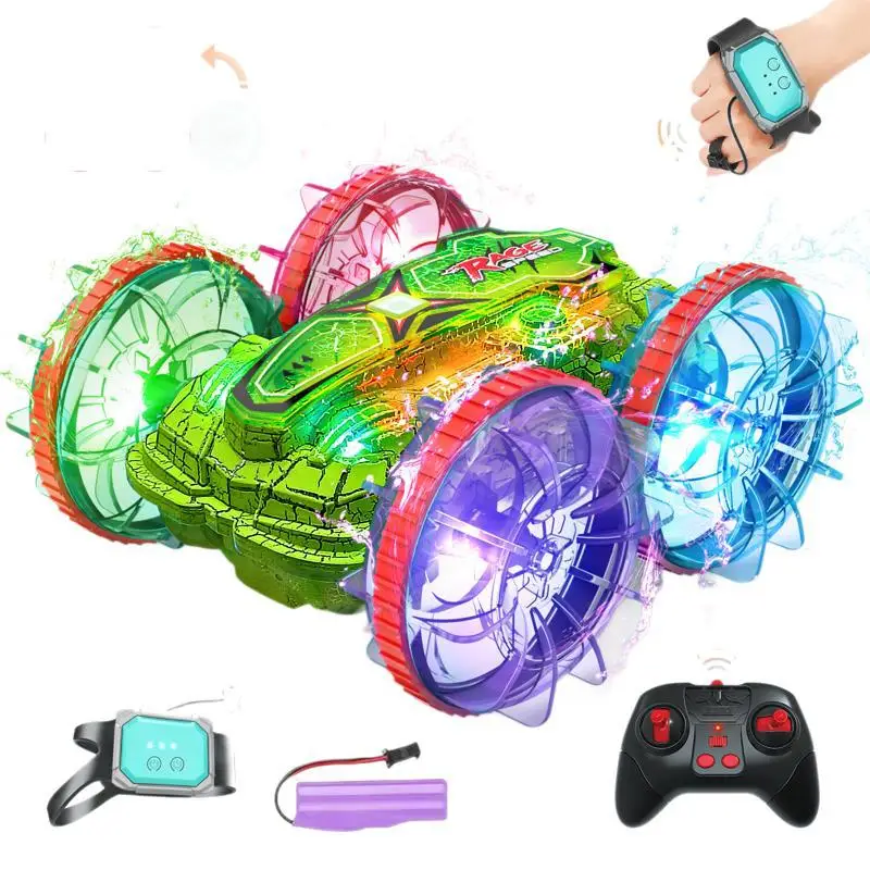 Nouveau modèle de fission de dinosaure électrique étanche tout-terrain longue durée de vie de la batterie lumière amphibie voitures rc pour enfants pour adultes