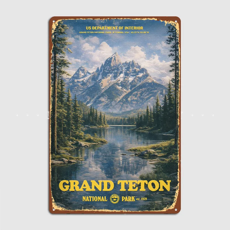 Grand Teton National Park Metal Custom Sign Living Room Wall Indoor Decor Room Decoration Bedroom Posters Home Decor
