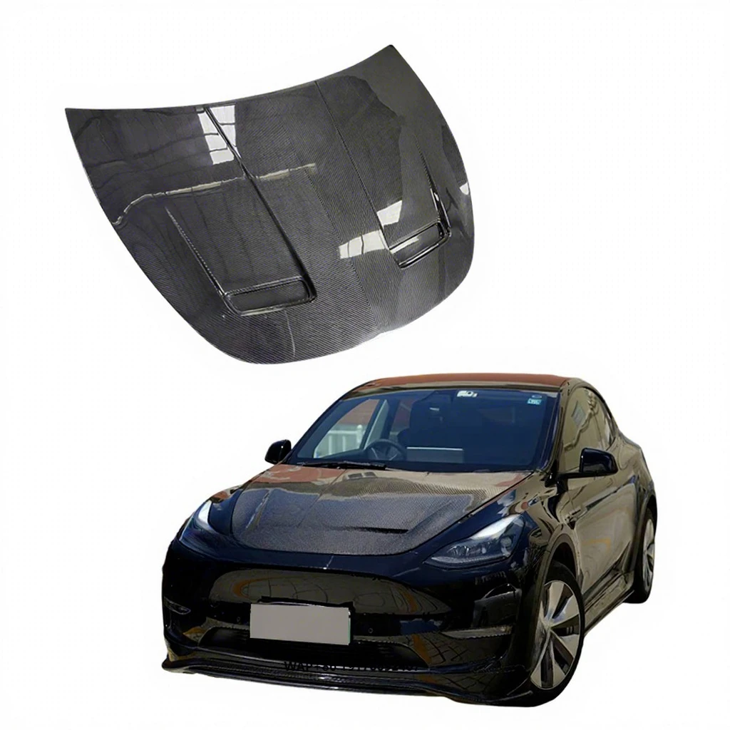 

Customized Exterior Parts Lightweight Black V Style Dry Carbon Fiber Bonnet Hood for Model 3 Y Carbon Fibre Hood Upgrade