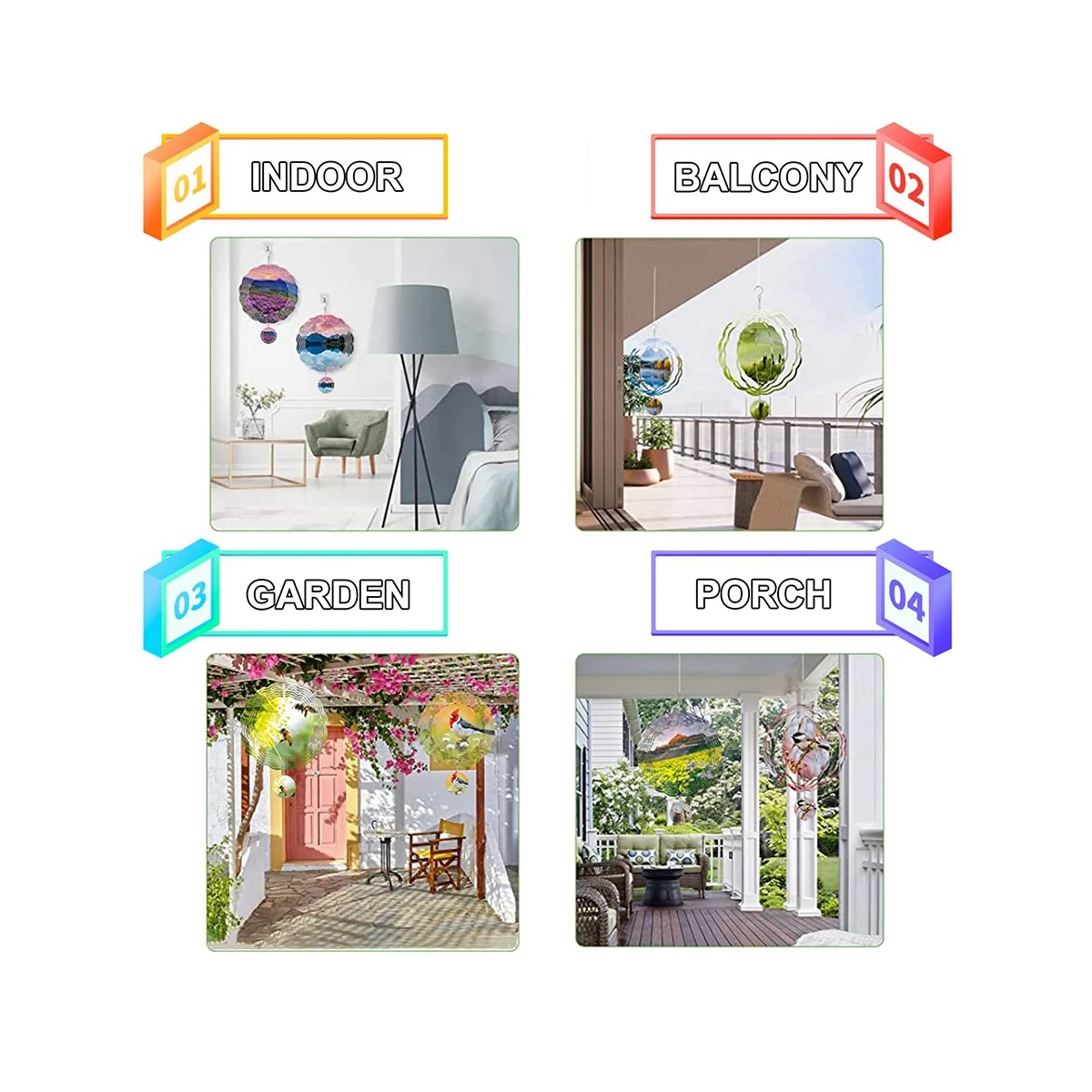 6er Pack 10 Zoll Sublimation Wind Spinner Rohlinge, 3D Wind Spinner, Outdoor Wind Spinner hängen für Garten Hof