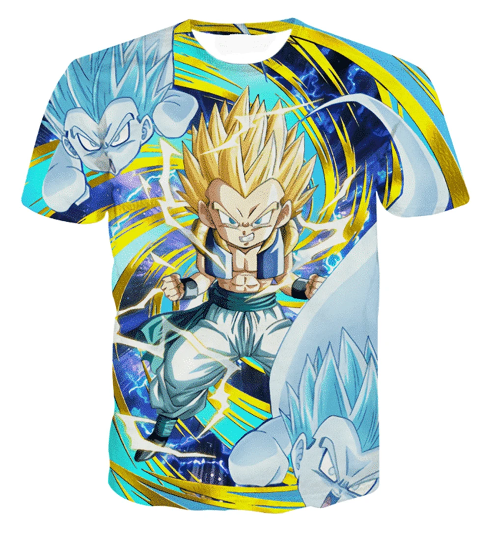 Japanisches Anime Dragon Ball Z Sommer-Print Gotenks Super Ghost Kamikaze Attack T-Shirt Mode Kinder Erwachsene Cosplay Oberteile Kleidung