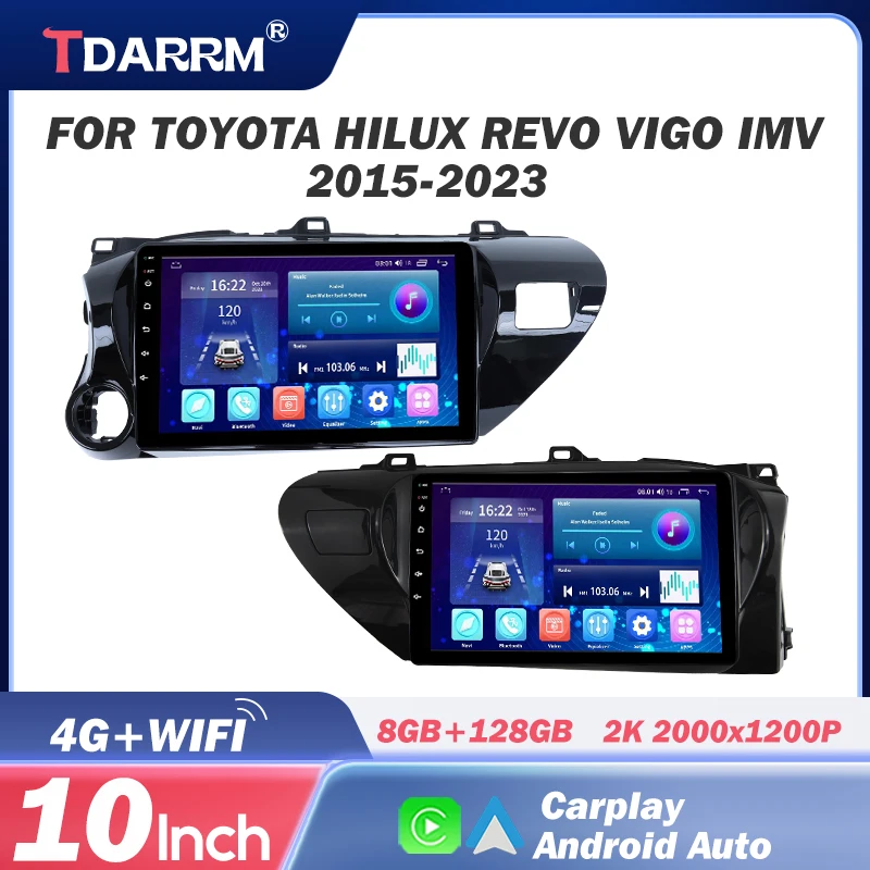 

For Toyota HILUX REVO VIGO IMV 2015-2023 9" Car Radio Multimedia Video Player GPS Stereo Navigation System 4G/WIFI Auto CarPlay