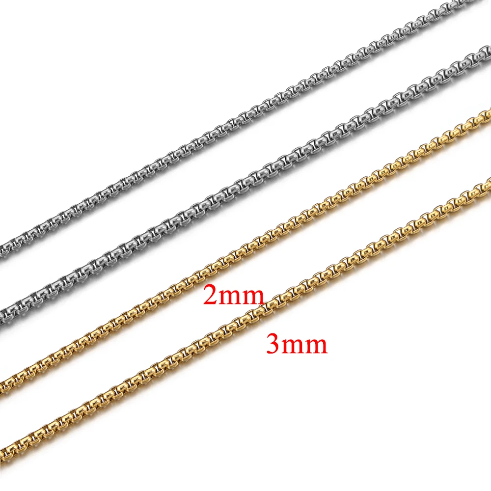 2 Meter 2/3mm Stainless Steel Gold Plated Square Box Chain for DIY Necklace Bracelet Anklet Jewelry Making Supplies Wholesale