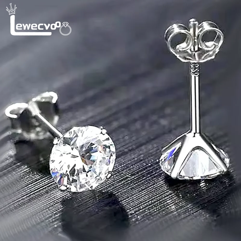 yichong Pure Zircon Earring Solid Stamp 925 Silver needle Stud Earrings Jewelry Clear White Cubic Zircon Female Bijoux