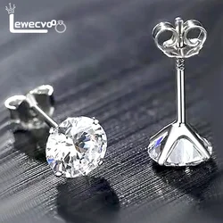 yichong Pure Zircon Earring Solid Stamp 925 Silver needle Stud Earrings Jewelry Clear White Cubic Zircon Female Bijoux