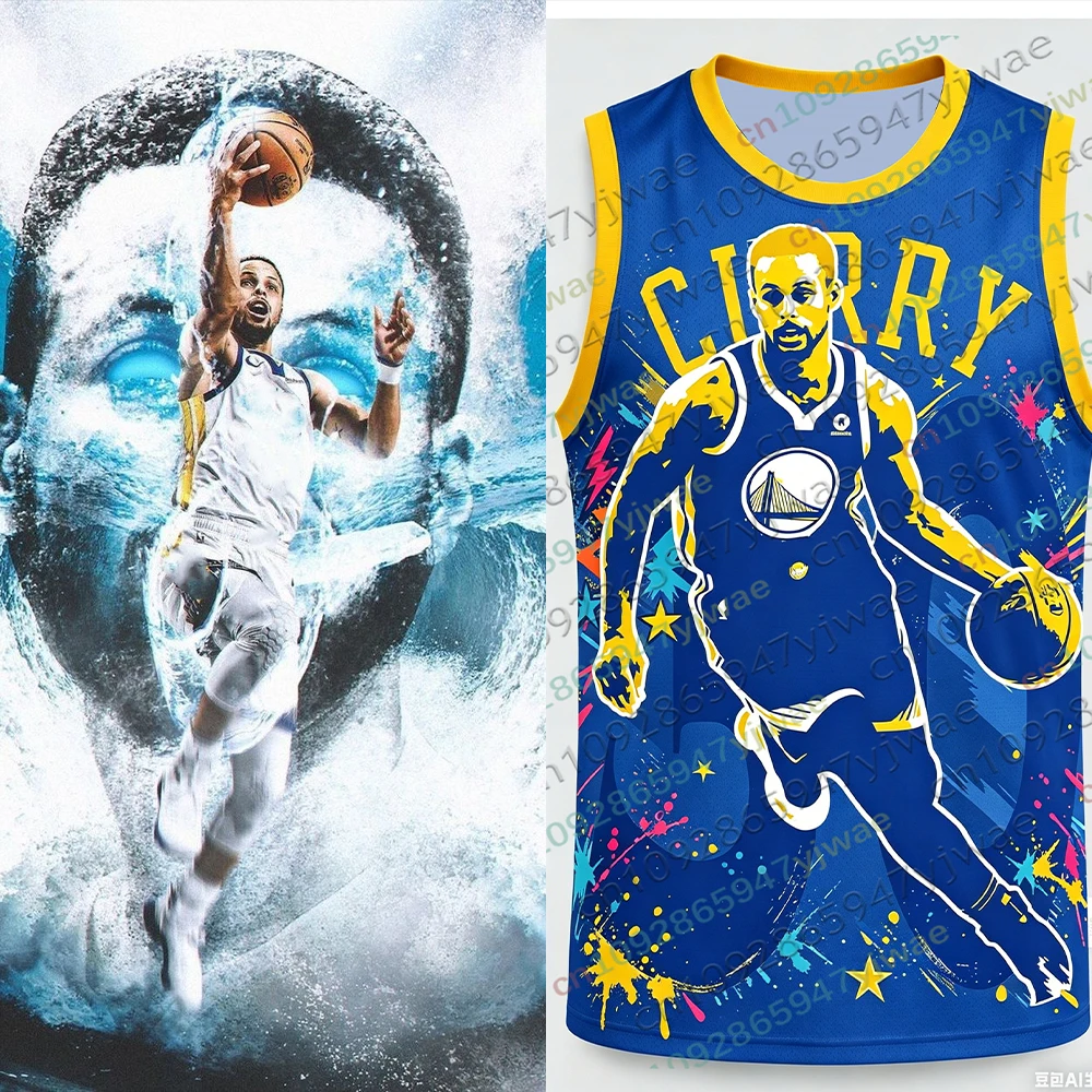 Camiseta de baloncesto con estampado 3D Curry No.30, camiseta sin mangas holgada de secado rápido con cuello redondo, camiseta deportiva para exteriores, chaleco de playa de verano para hombre