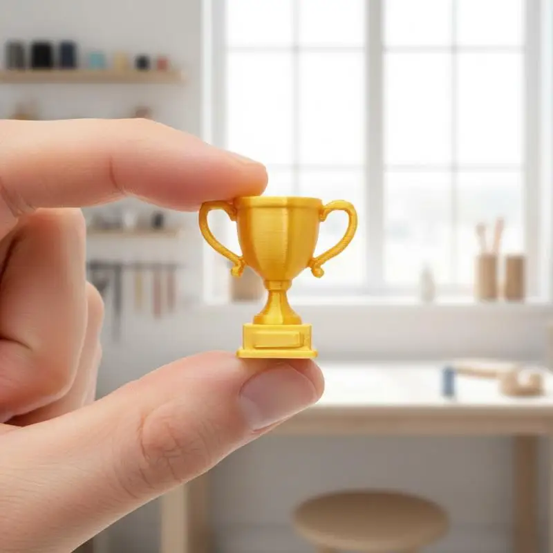 Mini Golden Trophy Ornament Realistic Mini Toy Decor for Dollhouse Diorama Scene Making Miniature Enthusiast Collection Gift
