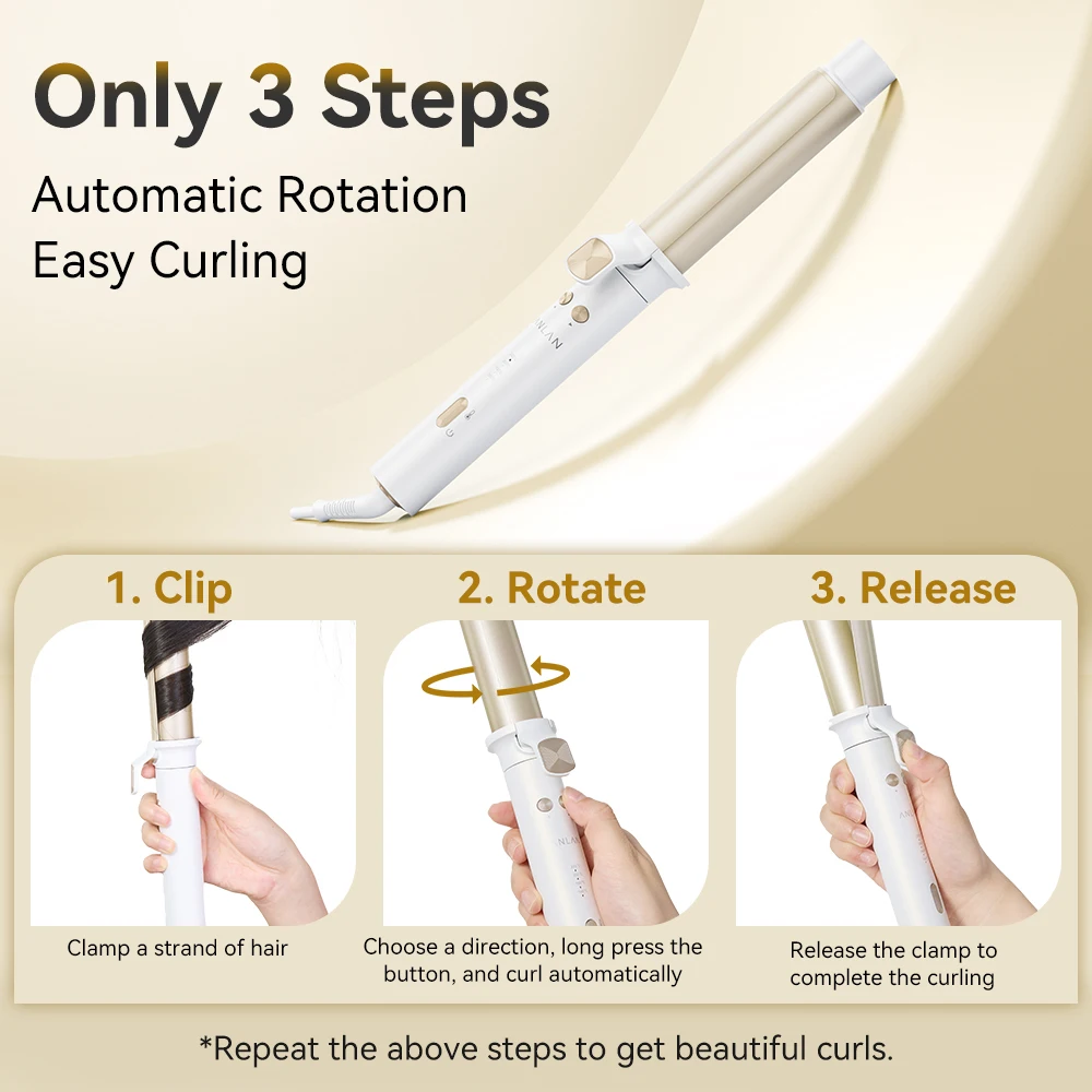 ANLAN Automatischer Lockenstab, 30 Sekunden, schnelle Erwärmung, intelligente Temperaturregelung, Keramikbeschichtung, langlebige Locken,