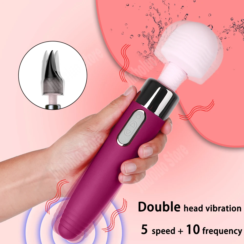 

Double Head Powerful AV Magic Wand G-Spot Massager Couples Clitoris Stimulate Vibrators Tongue Licking AV Stick Masturbation