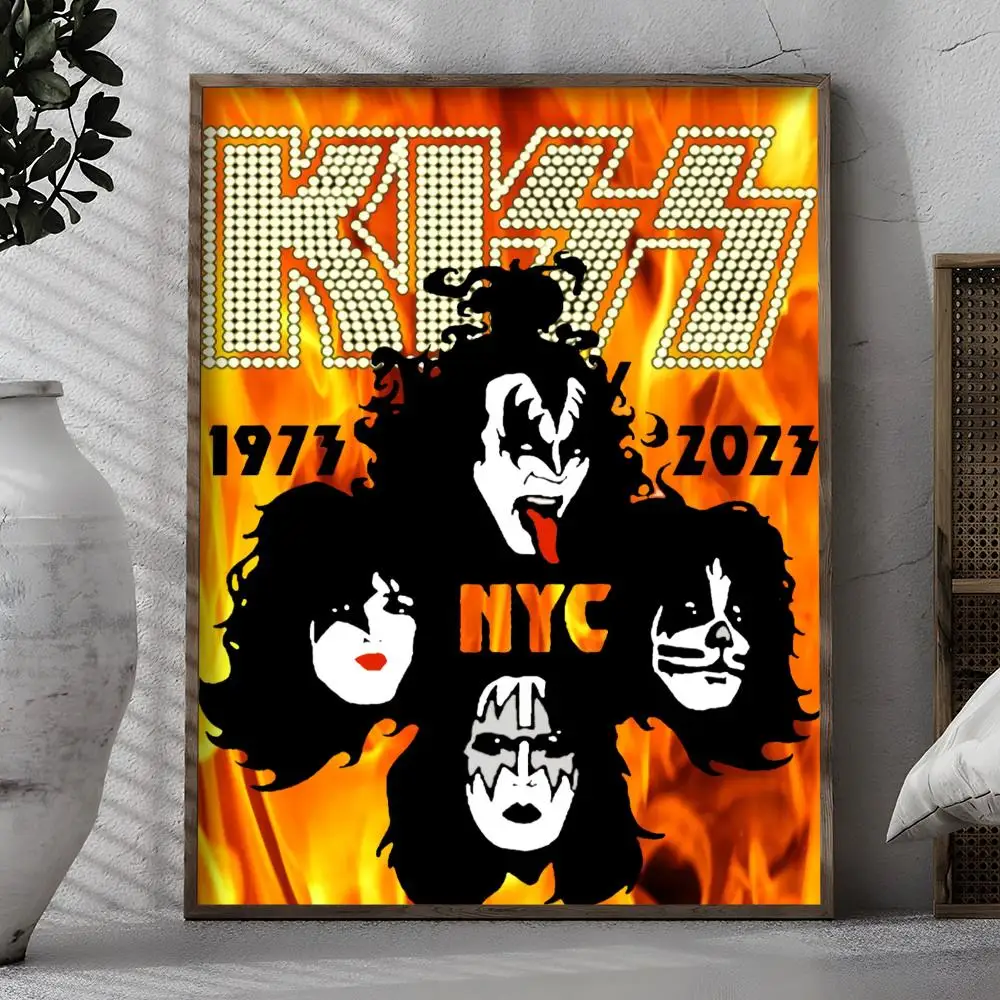 Rock Band K-Kiss Kraft Poster Durable Waterproof Aesthetic Stickers Wall Art HD  for Office Bedroom Bar  Coffee Home Decor view 3