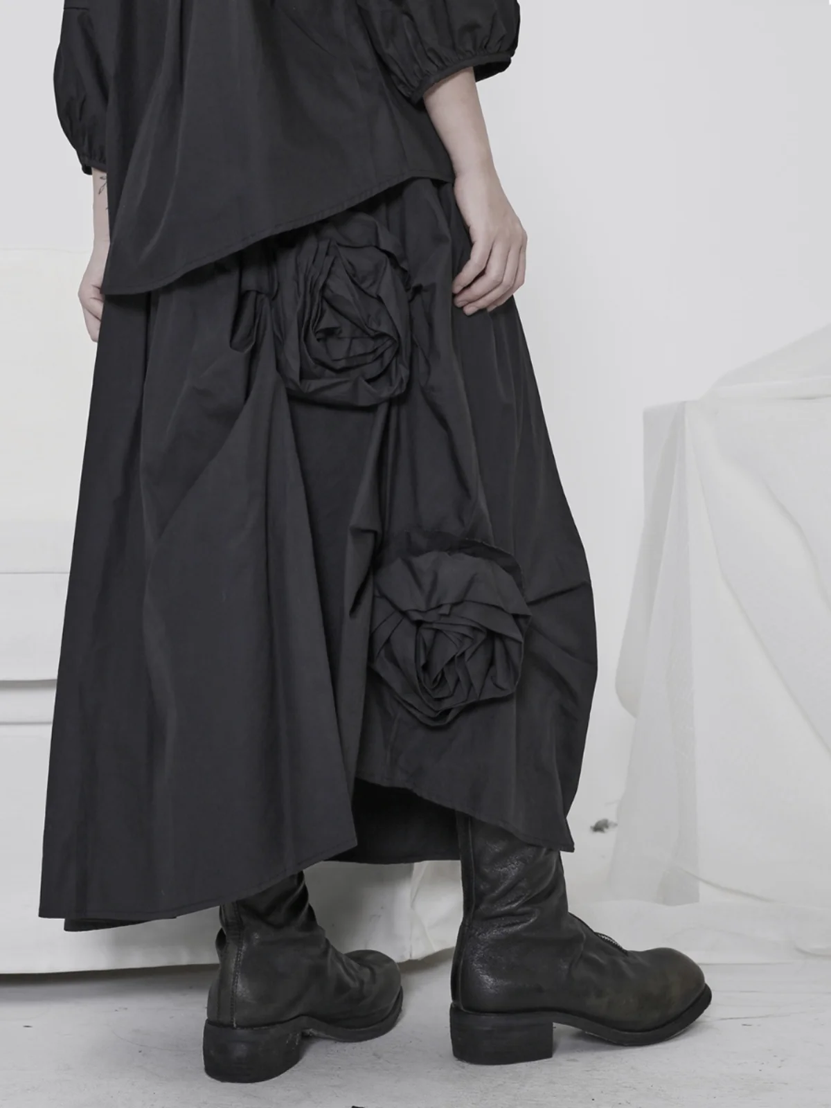 

Design Sensation k Sle A-Line Skirt with 3D Flower Decoration Versatile Midi Skirt by BKMS l Waist Other Material
