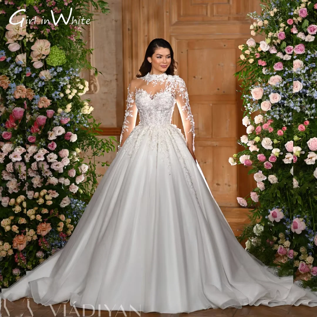 Fluffy Long Sleeves Lace Appliques Sweetheart Mopping Wedding Dresses A-Line Fascinating Elegant Bridal Gowns customized 2025