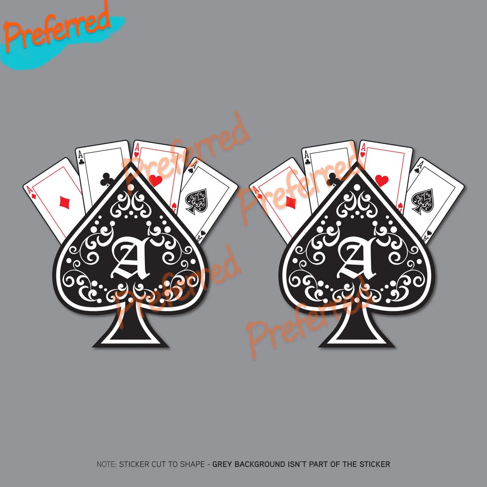 2 X Ace of Spades Cards Stickers - 2 X Ace of Spades Skull Stickers -Car Laptop Macbook Decals Sticker-all Sizes Waterproof PVC