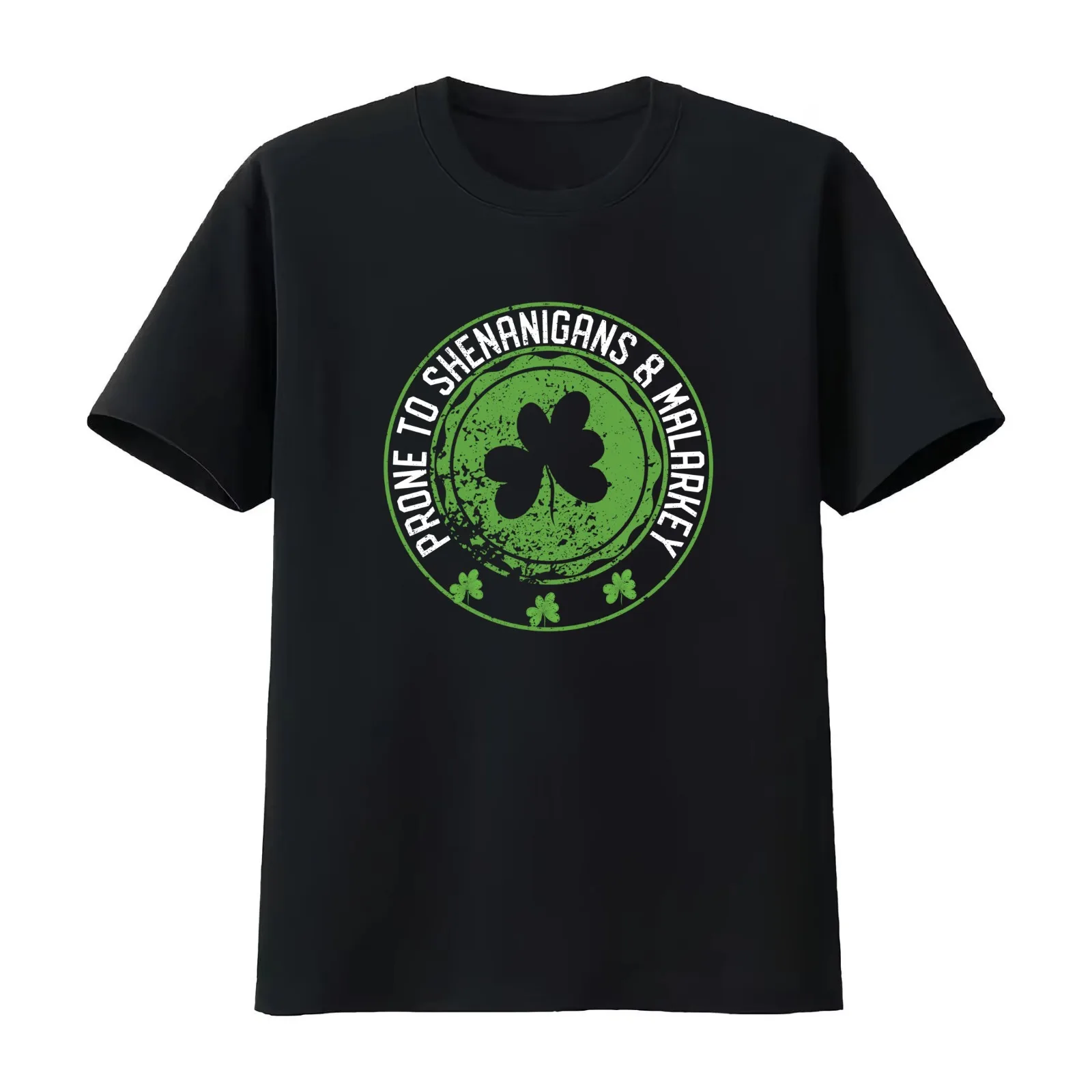 Prone to shenanigans & malarkey Fun Clovers St. T-Shirt Summer Casual Cotton Tee Oversized Streetwear Tops Unisex Men Women