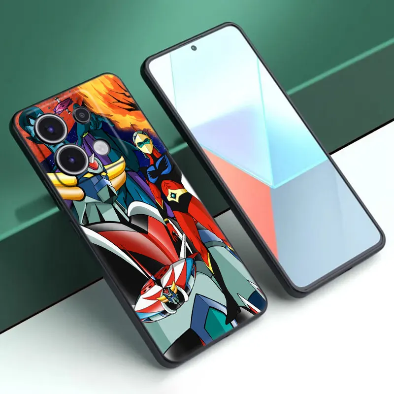 UFO Robot Goldorak czarne etui z kreskówek dla Xiaomi Redmi Note 13 Pro Plus 11T 10T 9S Pro Redmi 13C 12R 12C 10C 10A 9T 9C 9A 70 Pro