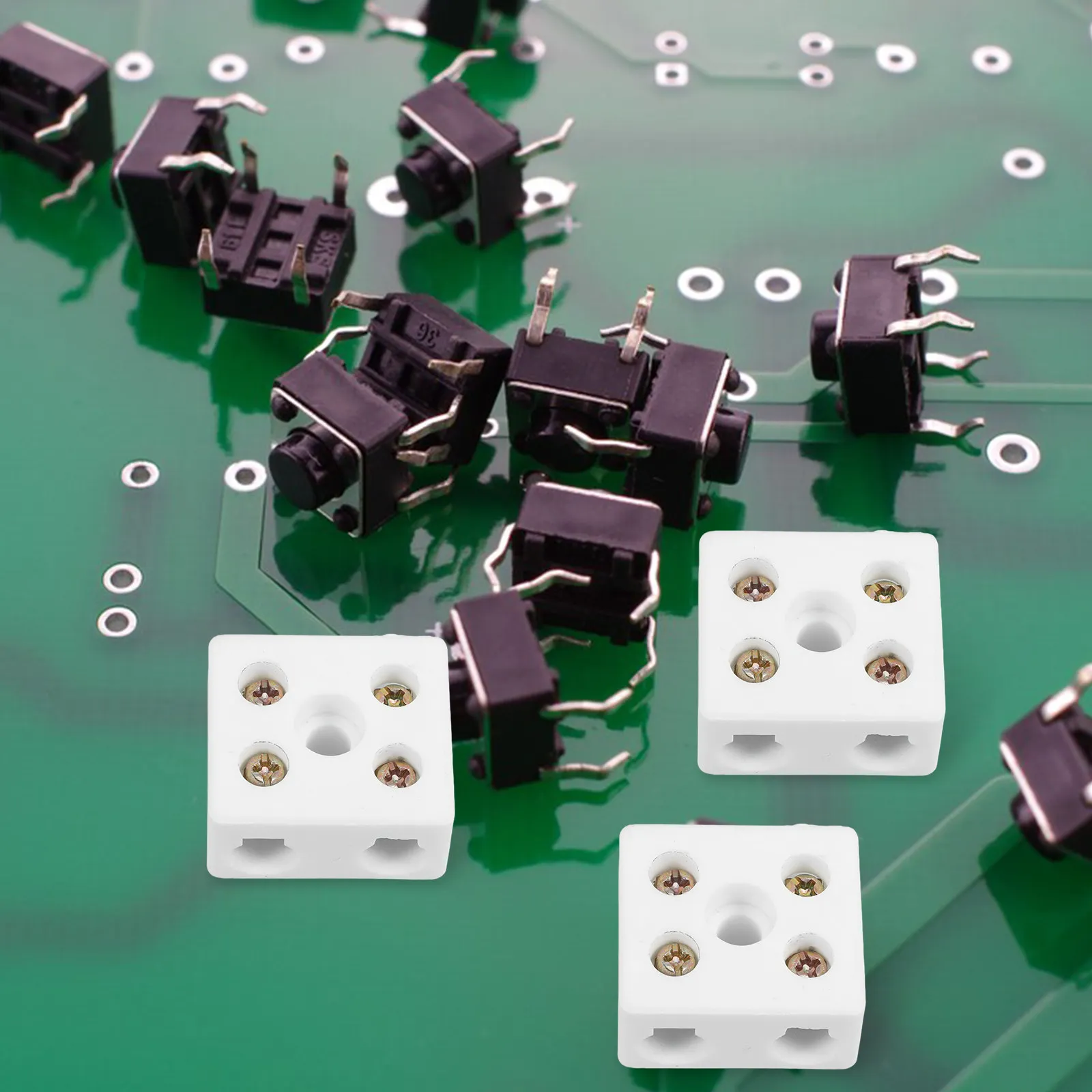 6Pcs Dual Row Ceramic Terminal Blocks High Temp Porcelain Connectors 5 Hole 2 Position Electrical Wire Terminal Connectors