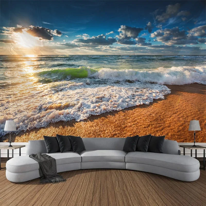 Ocean Beach Tapestry Tropical Seaside Island Waves Wall Tapestry Summer Hawaii Paradise Landscape Wall Hanging for Bedroom Dorm