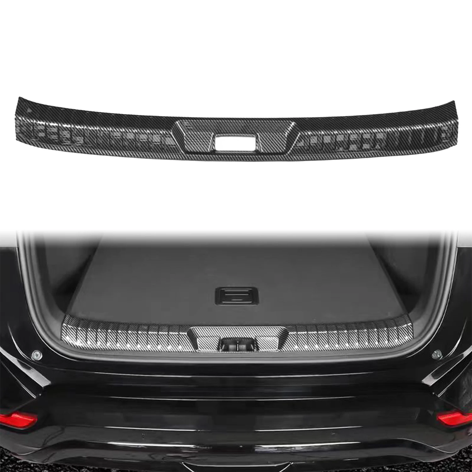 

For BYD Song Plus DM-i EV / Seal U/ Sealion 6 2023-2025 Carbon Black Rear Trunk Inner Bumper Protector Guard Sill Plate Cover
