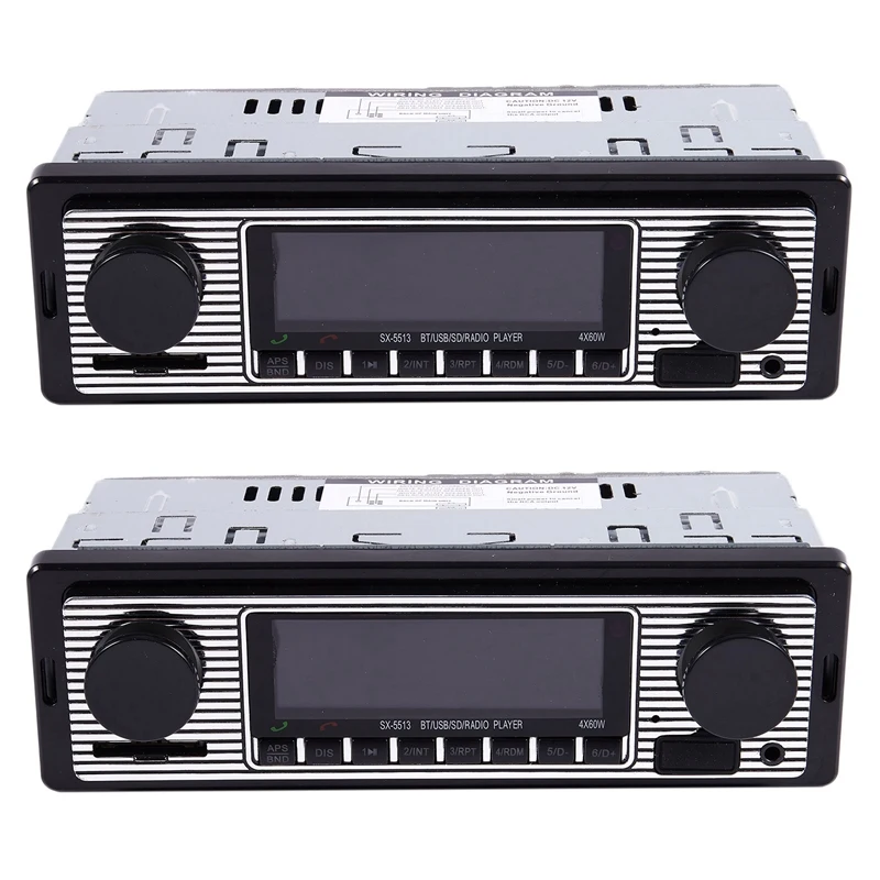 

2X Bluetooth Vintage Car Radio MP3 Player Stereo USB AUX Classic Car Stereo Audio