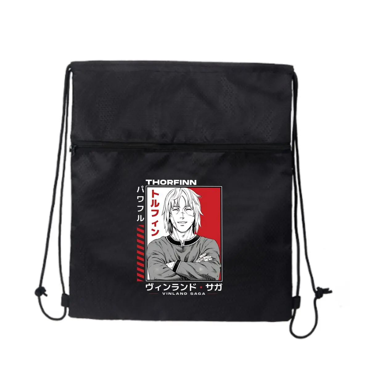 

Прочная сумка на молнии с завязками и рисунком персонажа Thorfinn