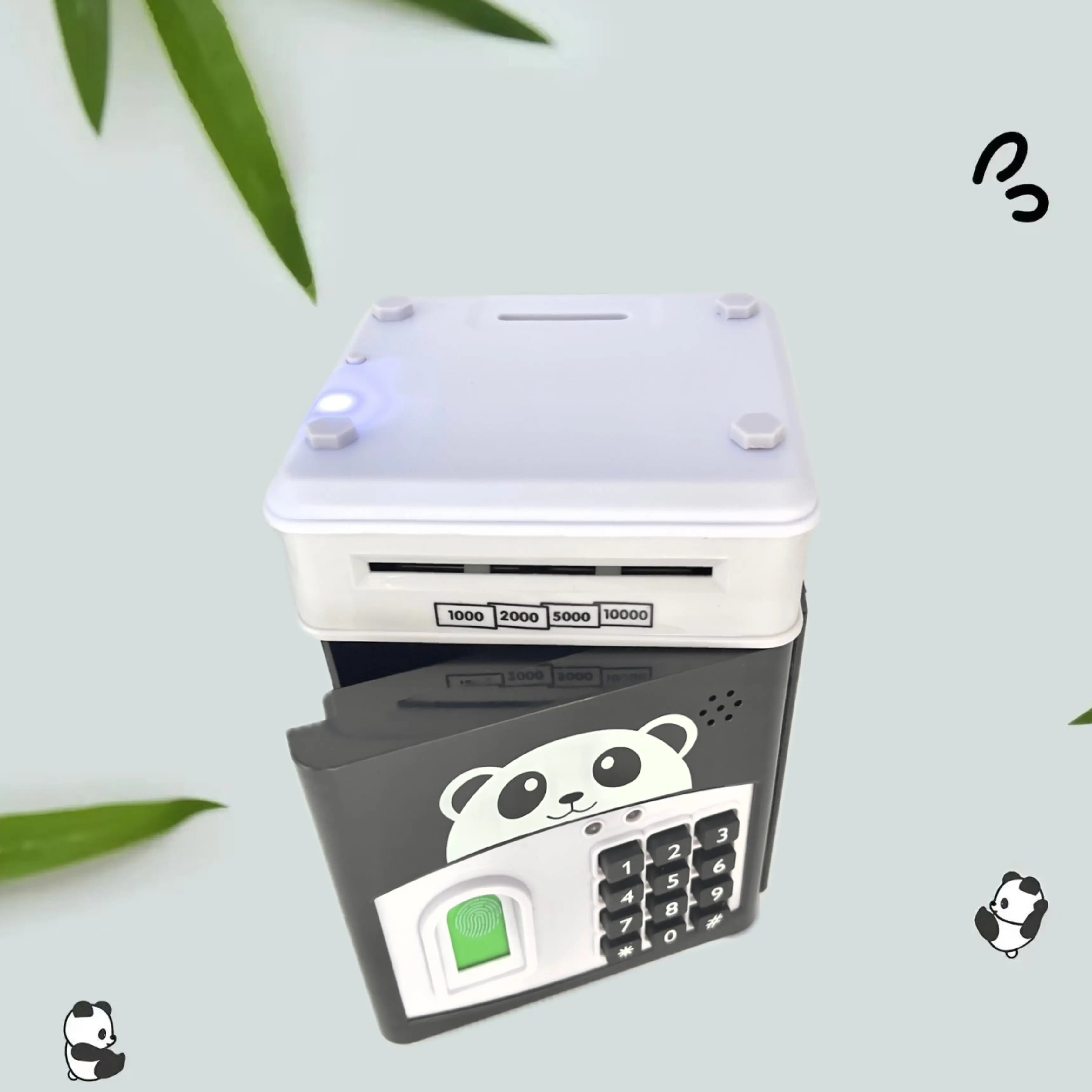 การ์ตูนลายนิ้วมือเครื่อง ATM รหัสผ่านปลอดภัย ATM เพลงเหรียญกล่องธนาคารด้วยลายนิ้วมือหลัก