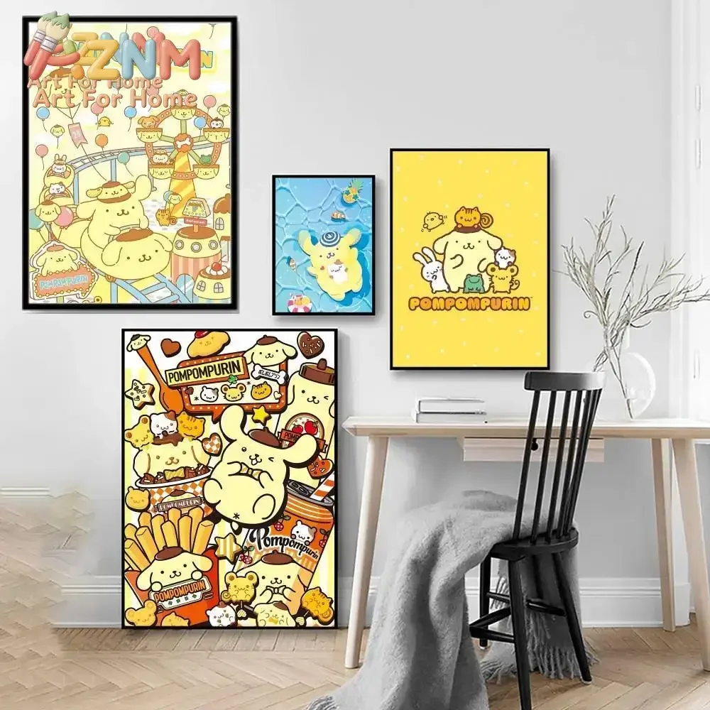 AZNM Pompompurin Cute Cartoon Canvas Poster Unframed Wall Art Print for Kids Bedroom Room Home Wall Decoration