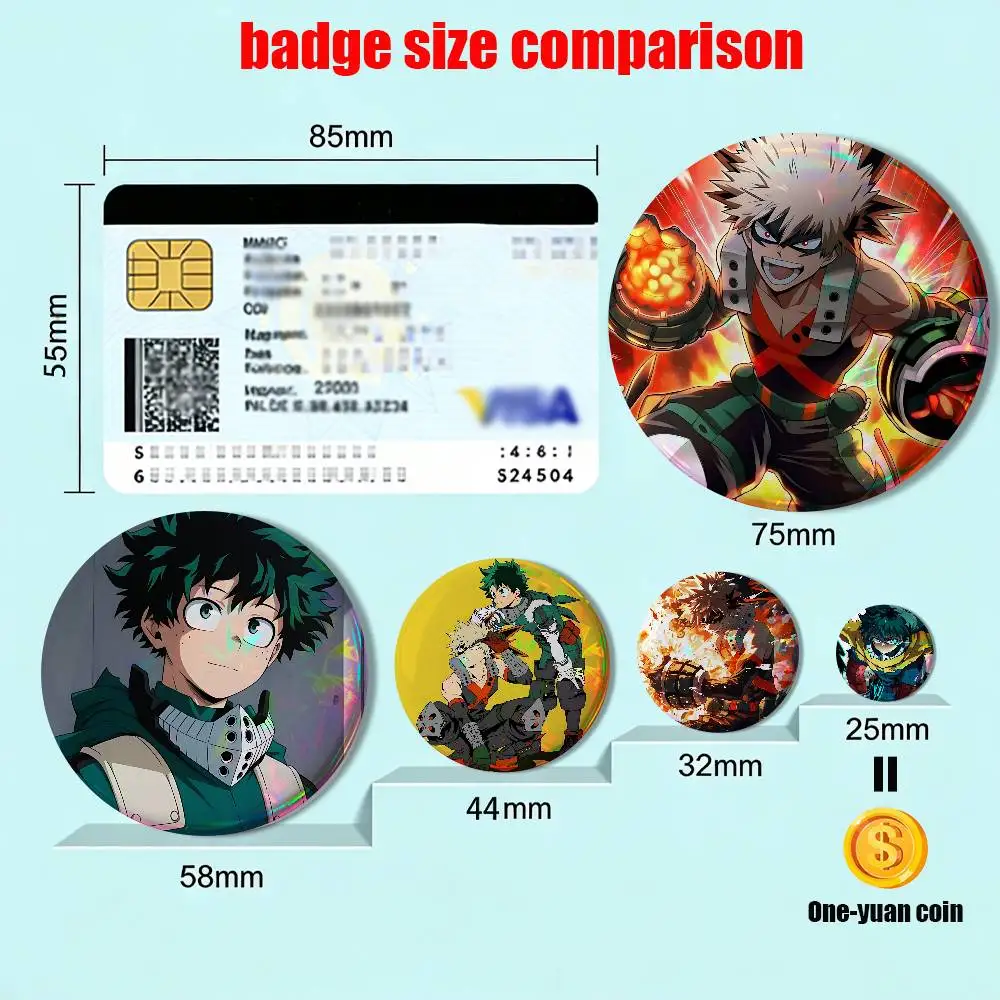 Cool and stylish Deku Katsuki Bakugo MHA Badges Badges On Backpack Jacket Cartoon Round Brooches  Acrylic Button Pins Collection