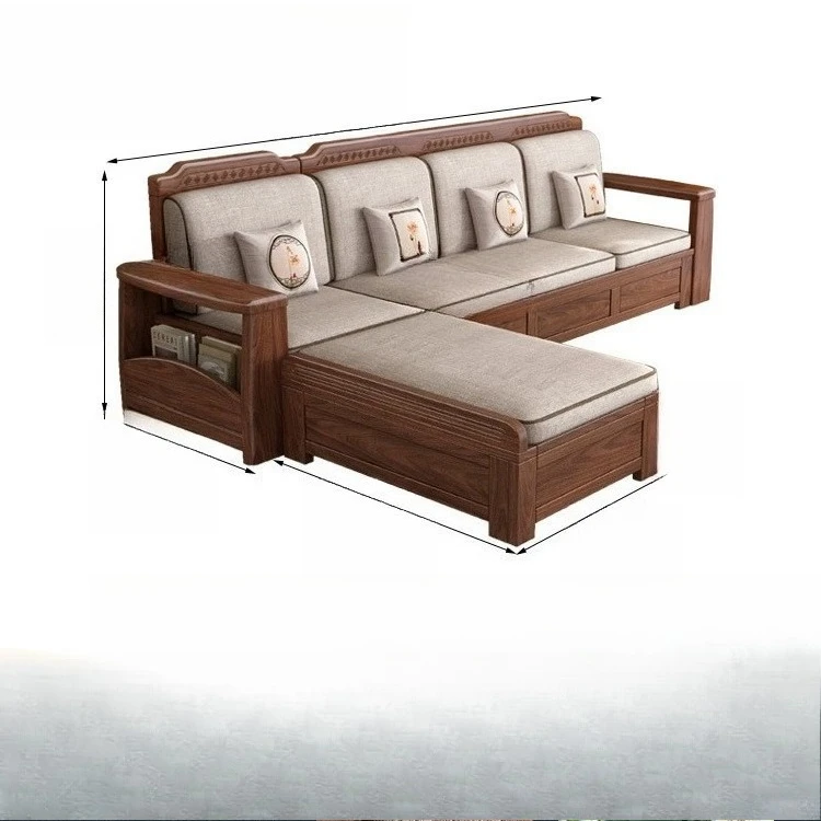 

Новый китайский диван из цельного дерева черного ореха, современный простой подлокотник для маленькой квартиры, деревянный диван