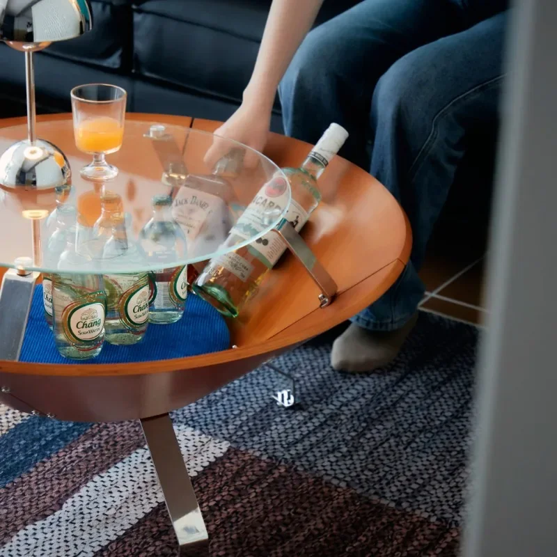 

Round coffee table, retro UFOS shape low table, Nordic living room storage tea table