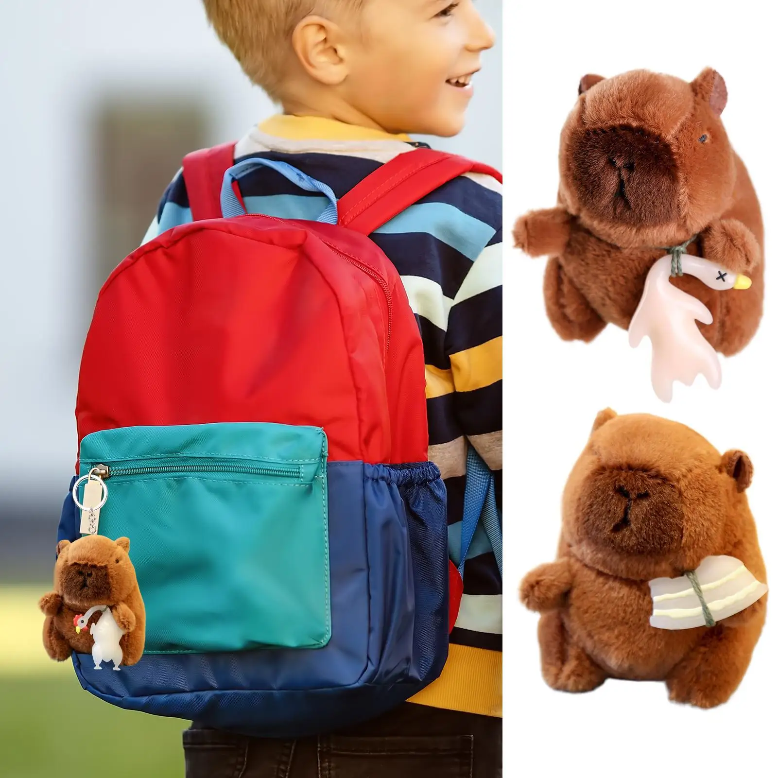 

Плюшевый брелок с капибарой, милые вещи с капибарой, милый кулон, фигурка, украшение с крючком для рюкзака для девочек, школьная Пасха, день рождения