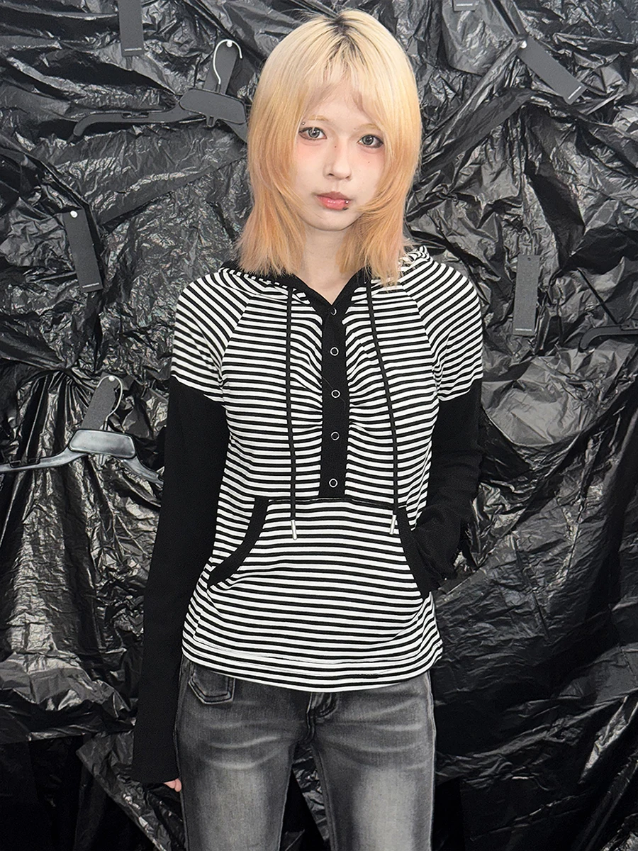 

Женская толстовка-худи Extang Slim Fit с длинными рукавами и вставками, сексуальный шикарный повседневный топ для весеннего сезона