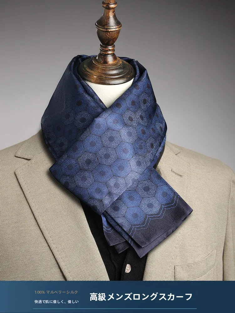 Echarpe-en-soie-bleue-pour-hommes-echarpe-rectangulaire-double-face-a-motif-geometrique-fin-style-britannique-pour-toutes-les-generations-automne-et-hiver