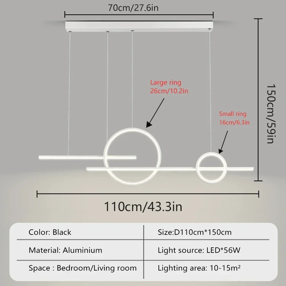 Slimme LED-hanglamp Restaurant Hanglamp Afstandsbediening Verstelbare kleurtemperatuur Helderheid Woonkamer Home Lights