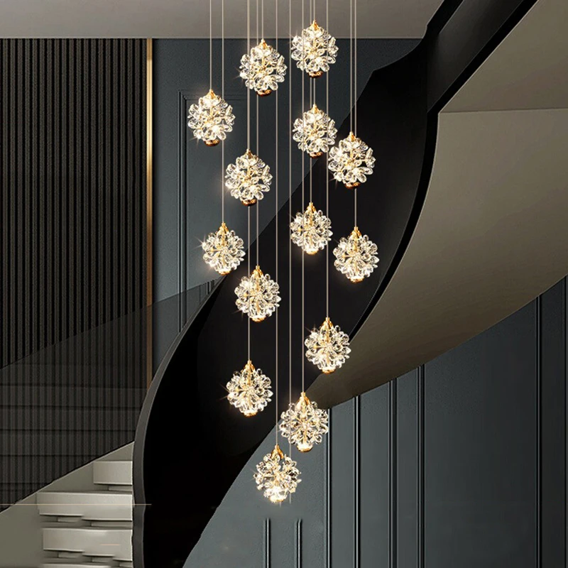 Modern home decoration crystal chandelier, stair Pendant lamp, living room Pendant lights, interior lighting