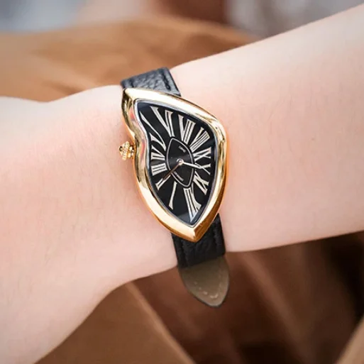 CRONUSART ساعة كوارتز نسائية 28 مللي متر * 46 مللي متر ساعة يد فاخرة للسيدات حافظة غير منتظمة مرآة كريستال سمك 8.1 مللي متر