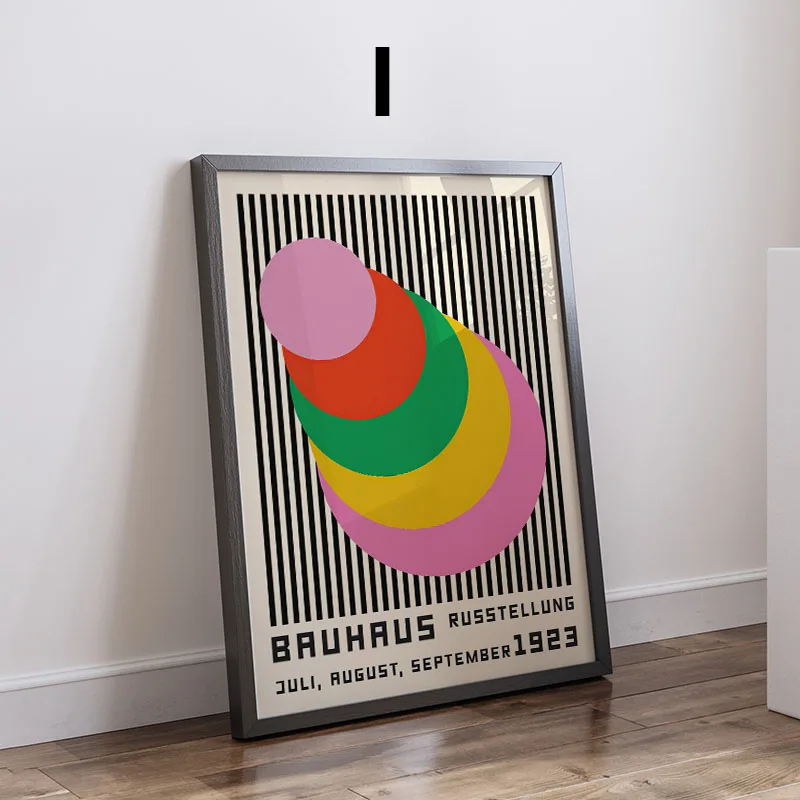 Colorful Modernism Exhibition Canvas Print Vintage Bauhaus Lines Geometry Painting Wall Art Posters For Living Room Home Decor