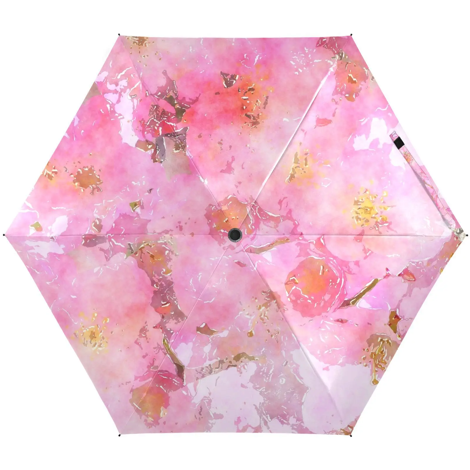 

Rose pattern 5 folding sun umbrella portable folding sunny and rainy nano umbrella cloth, waterproof and lightweight,