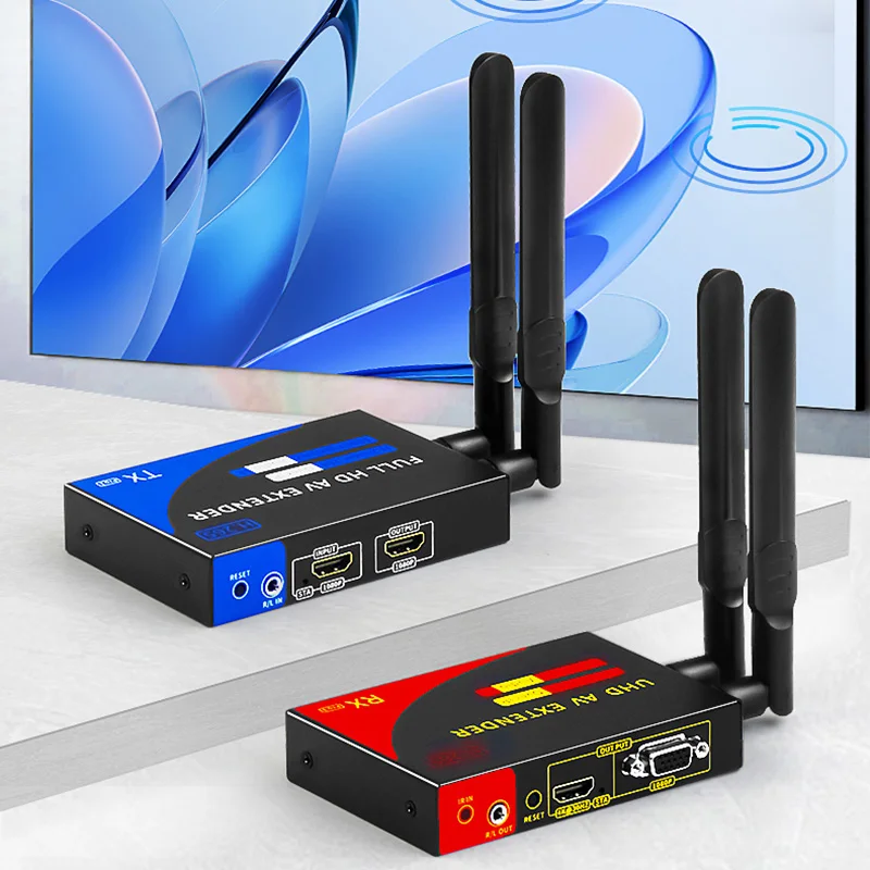 4K HDMI Wireless Video Transmitter and Receiver 1080p 200M 250m VGA HDMI Rj45 Network Cable Extender for Camera Laptop PC To TV