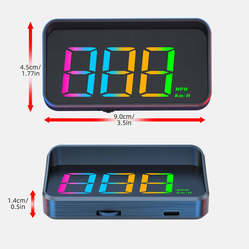 شاشة عرض رأسية للسيارة باللون الأسود، سهلة التركيب، شاشة Hud الرقمية التي تعمل بمنفذ USB، مادة ABS والكمبيوتر الشخصي، حجم صغير، تركيب مباشر