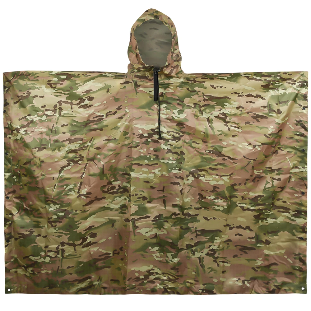 3 IN 1 Multifunctional Outdoor Camouflage Tactical Waterproof Raincoat Awning From The Rain Motorcycle Rain Poncho Picnic Mat