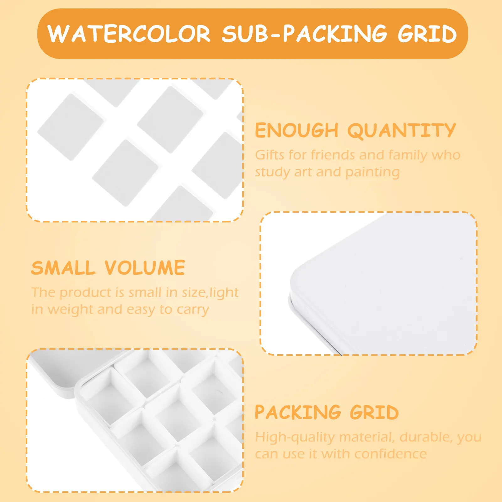 

1Set Watercolor Sub-Packing Pans Set Heavy Duty Iron Shell Lightweight Plastic Compartments Color Modulation Palette Travel