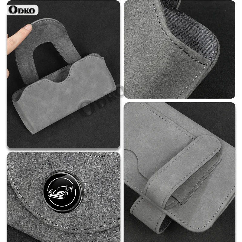 ل NIO ET5 ET7 ET9 EVE EC6 الجلد المدبوغ سيارة الشمس قناع نظارات كليب حافظة متعددة الوظائف الجلد المدبوغ نظارات صندوق تخزين النظارات الشمسية