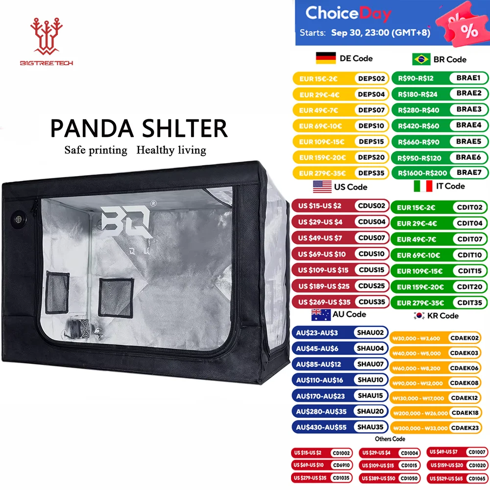 

Корпус 3D-принтера BIGTREETECH Panda Shelter, сертифицированный CPAI-84, вентиляция, водонепроницаемый, пылезащитный, устойчивый для BambuLab A1/A1 MINI