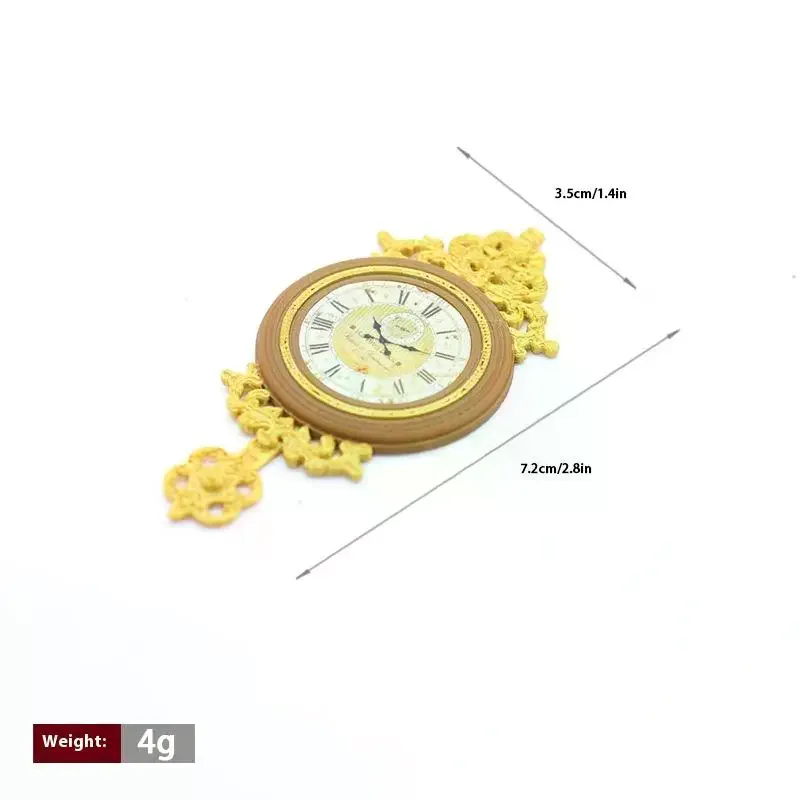 Horloge murale Miniature rétro européenne pour maison de poupée 1:12, 1 pièce, accessoires de décoration pour maison de poupée, meubles de jeu, jouet