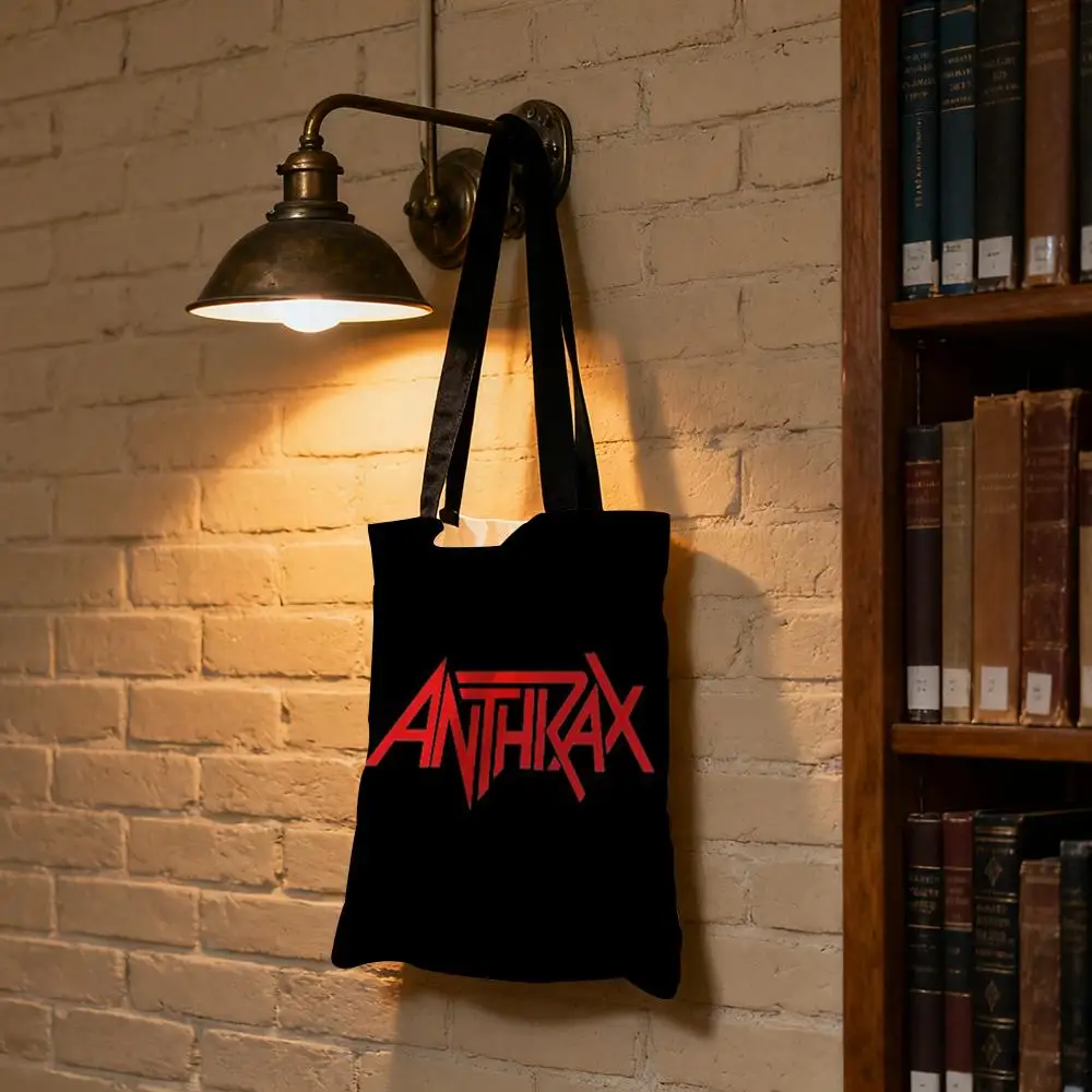 

cool Band A-Anthraxes Storage Bags Printed casual handbag, reusable fashionable backpack, multifunctional, canvas shopping bag