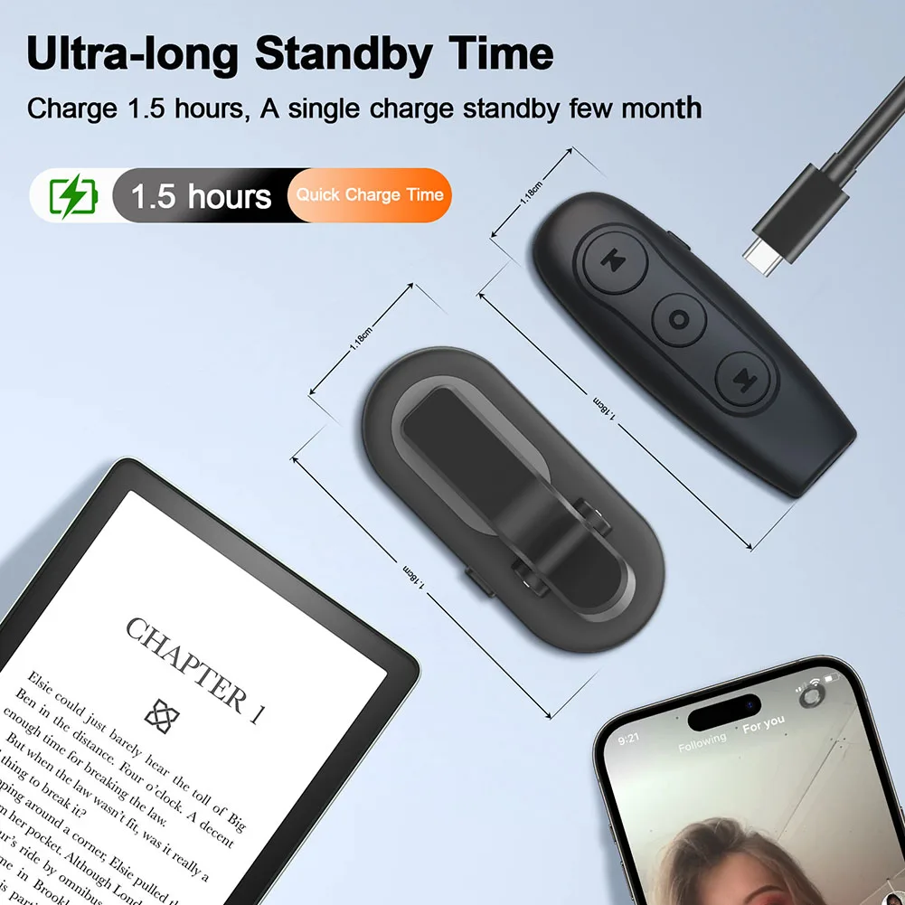 Remote Control Page Turner For Kindle Paperwhite E-Reader Clicker Camera Finger Clicking Device Page Turner Remote Control